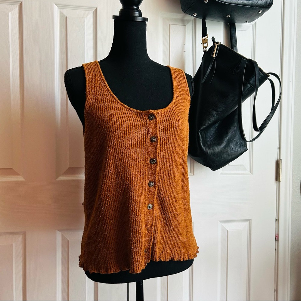 Madewell Brown Kingston Knit Button Front Sweater Tank